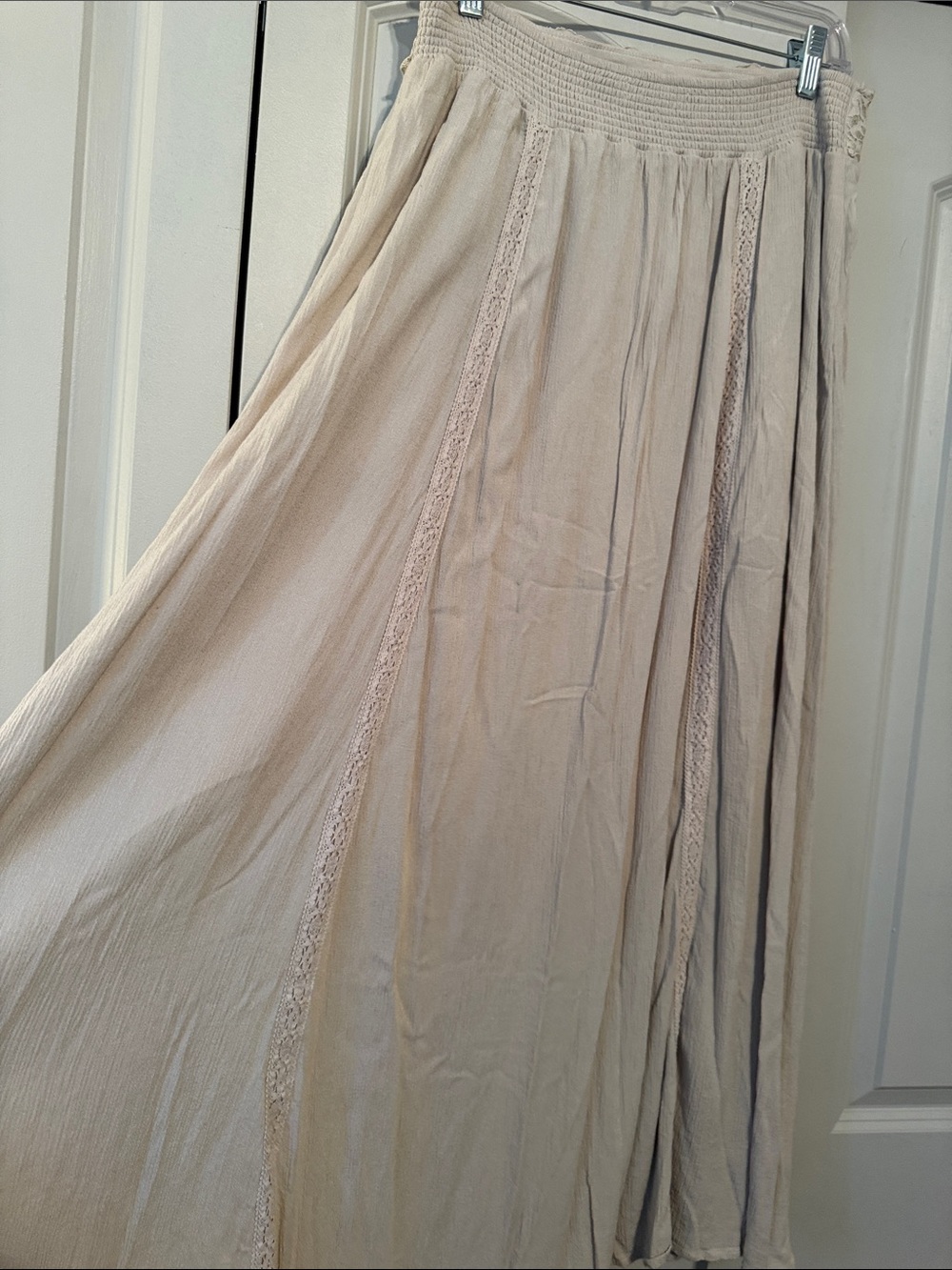 Shyanne Soft Beige Elastic Waist Maxi Skirt - Picture 2 of 5